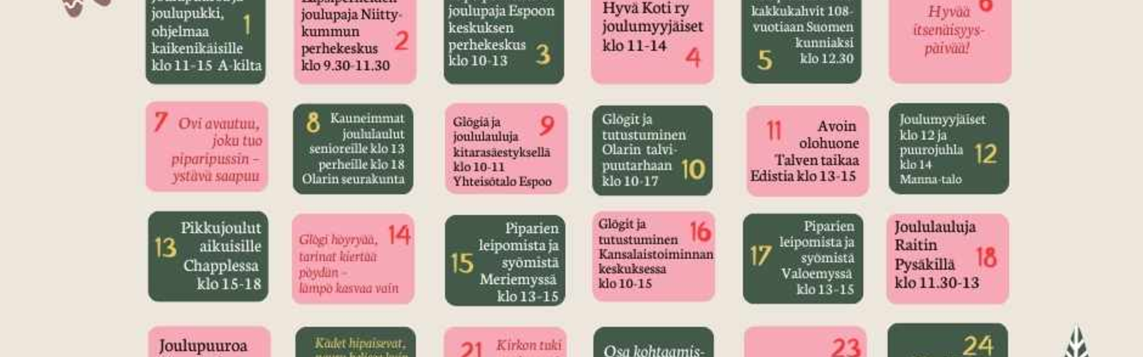 Espoon kohtaamispaikkojen joulukalenteri