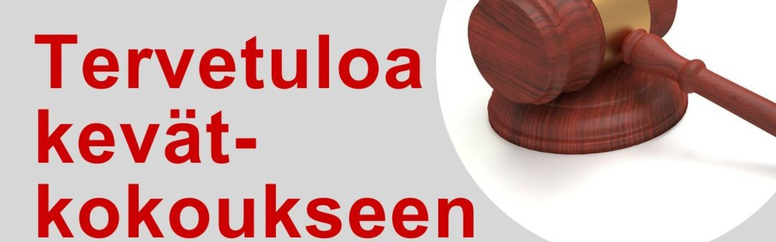 Kuva kokousnuijasta ja teksti tervetuloa kevätkokoukseen