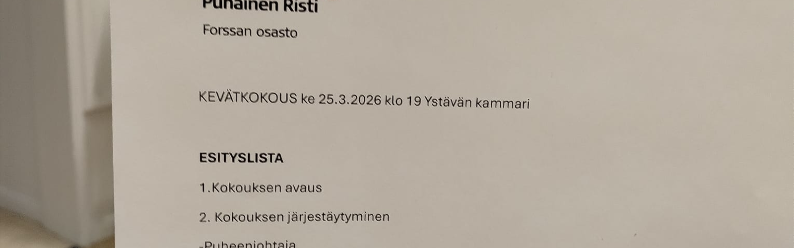 Kevätkokouksen esityslista