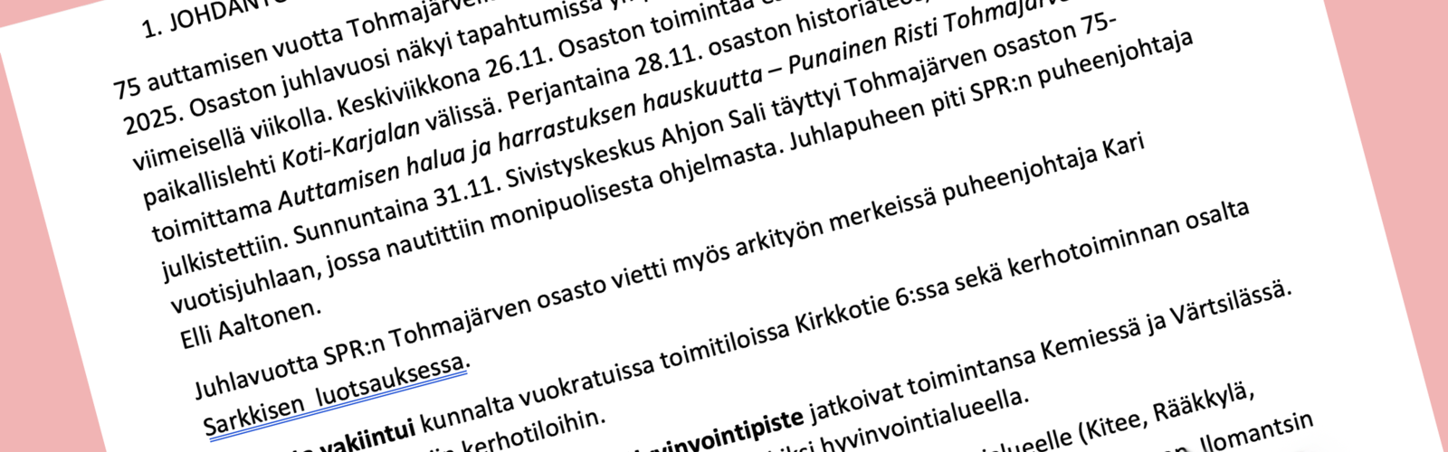 Tohmajärven toimintakertomus 2025