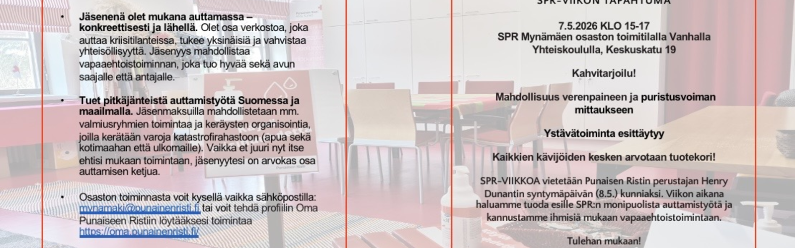 Jäsenkirjeen 1. sivu, jossa kutsu tapahtumaan